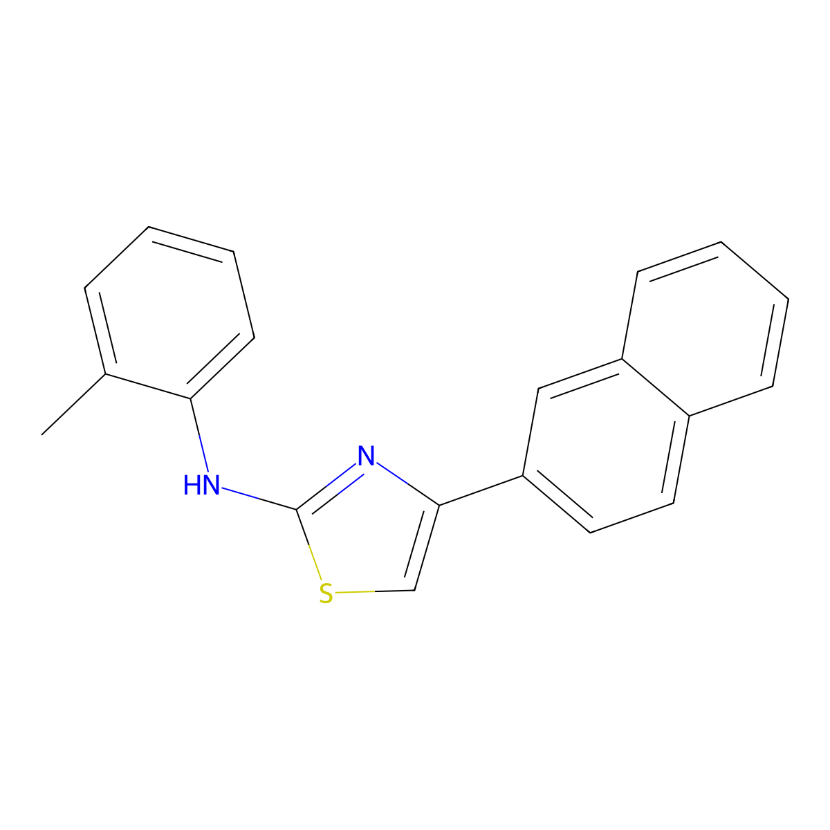 4-(naphthalen-2-yl)-N-(o-tolyl)thiazol-2-amine molecular structure, CAS 21331-47-5