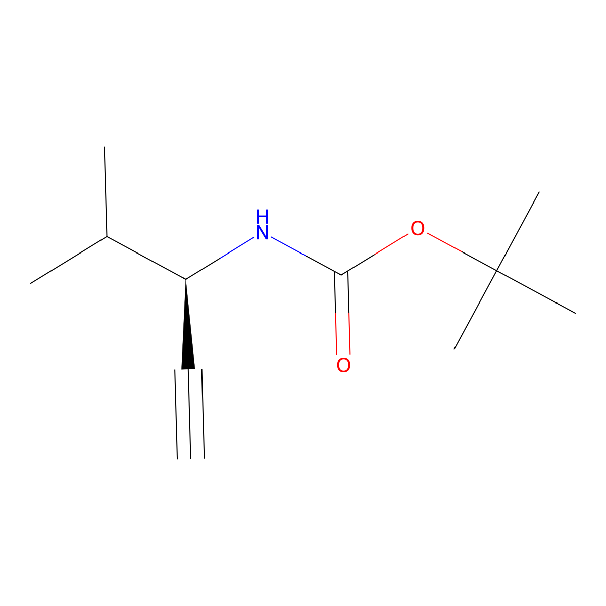 tert-butyl N-((3R)-4-methylpent-1-yn-3-yl)carbamate molecular structure, CAS 213315-70-9