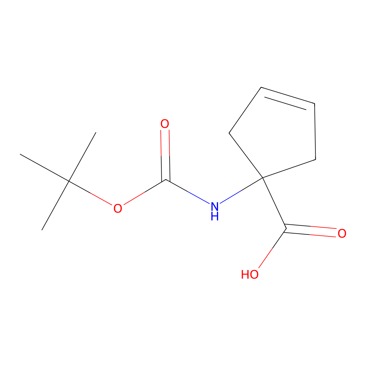 1-((tert-Butoxycarbonyl)amino)cyclopent-3-enecarboxylic acid molecular structure, CAS 213316-20-2