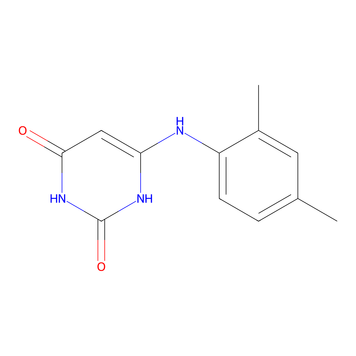 6-(2,4-dimethylanilino)-2,4(1H,3H)-pyrimidinedione molecular structure, CAS 21332-98-9