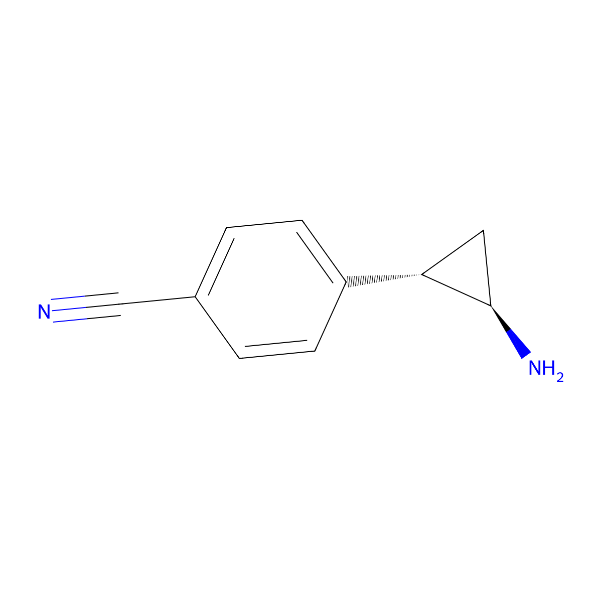rac-4-[(1R,2S)-2-aminocyclopropyl]benzonitrile molecular structure, CAS 2133291-67-3