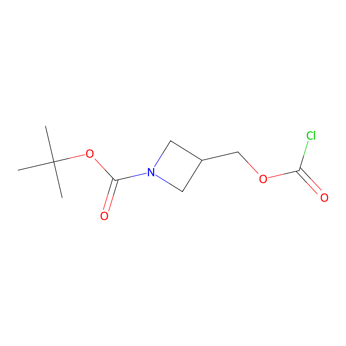 Tert-butyl 3-{[(chlorocarbonyl)oxy]methyl}azetidine-1-carboxylate molecular structure, CAS 2133291-79-7