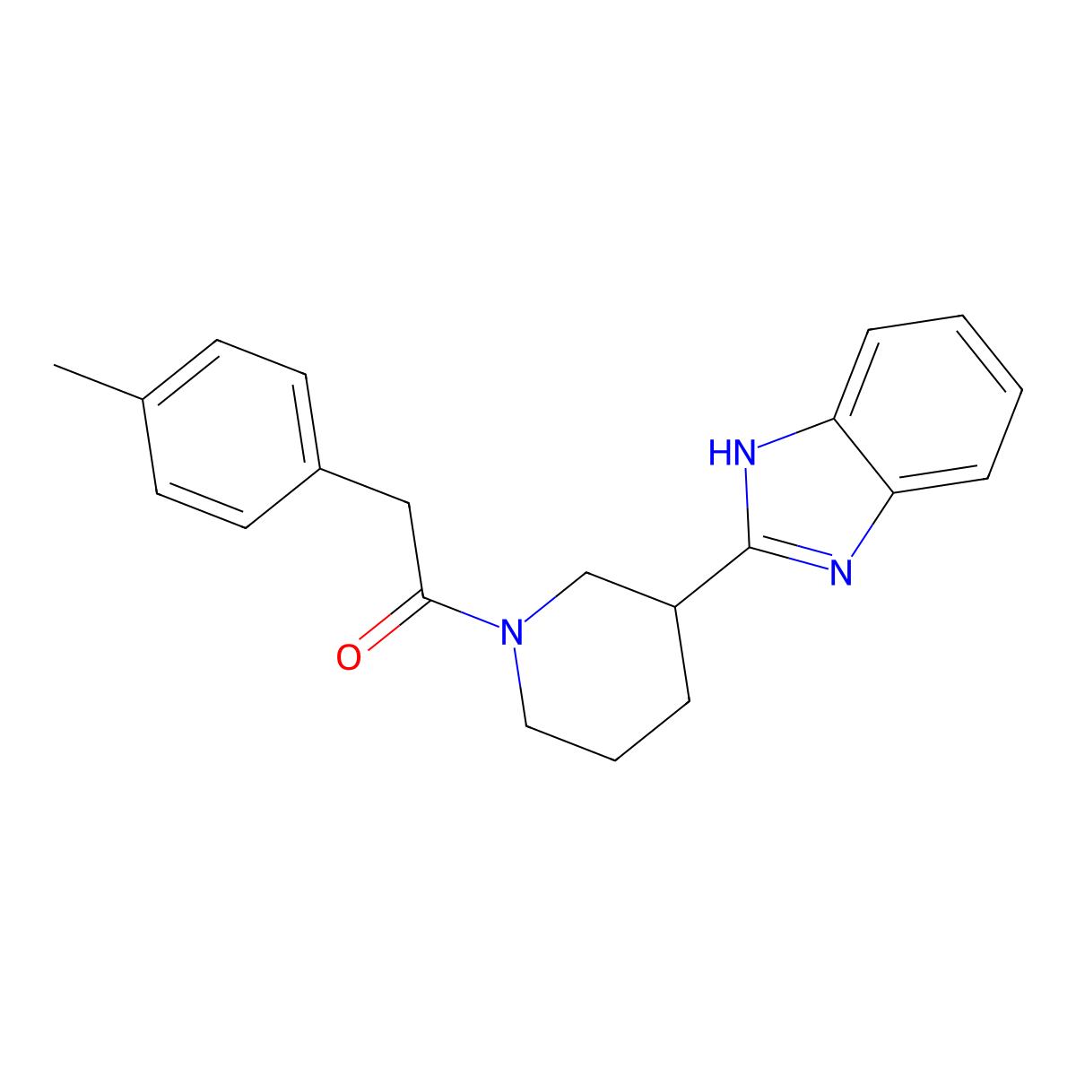 1-[3-(1H-1,3-benzodiazol-2-yl)piperidin-1-yl]-2-(4-methylphenyl)ethan-1-one molecular structure, CAS 2133338-83-5