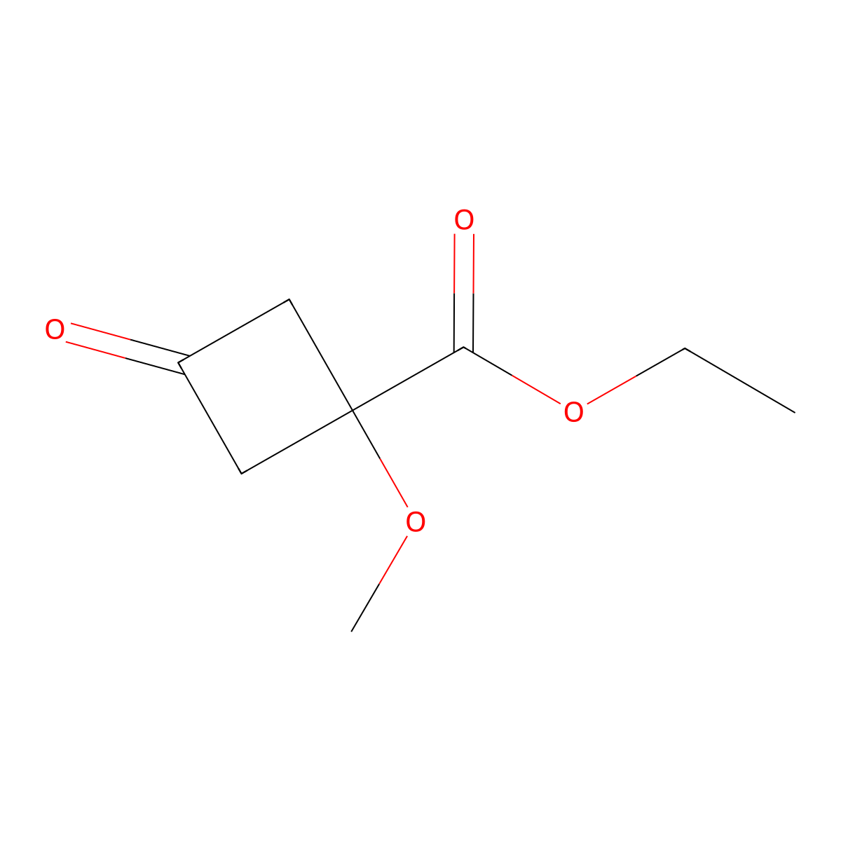 Ethyl 1-methoxy-3-oxocyclobutanecarboxylate molecular structure, CAS 2133403-04-8