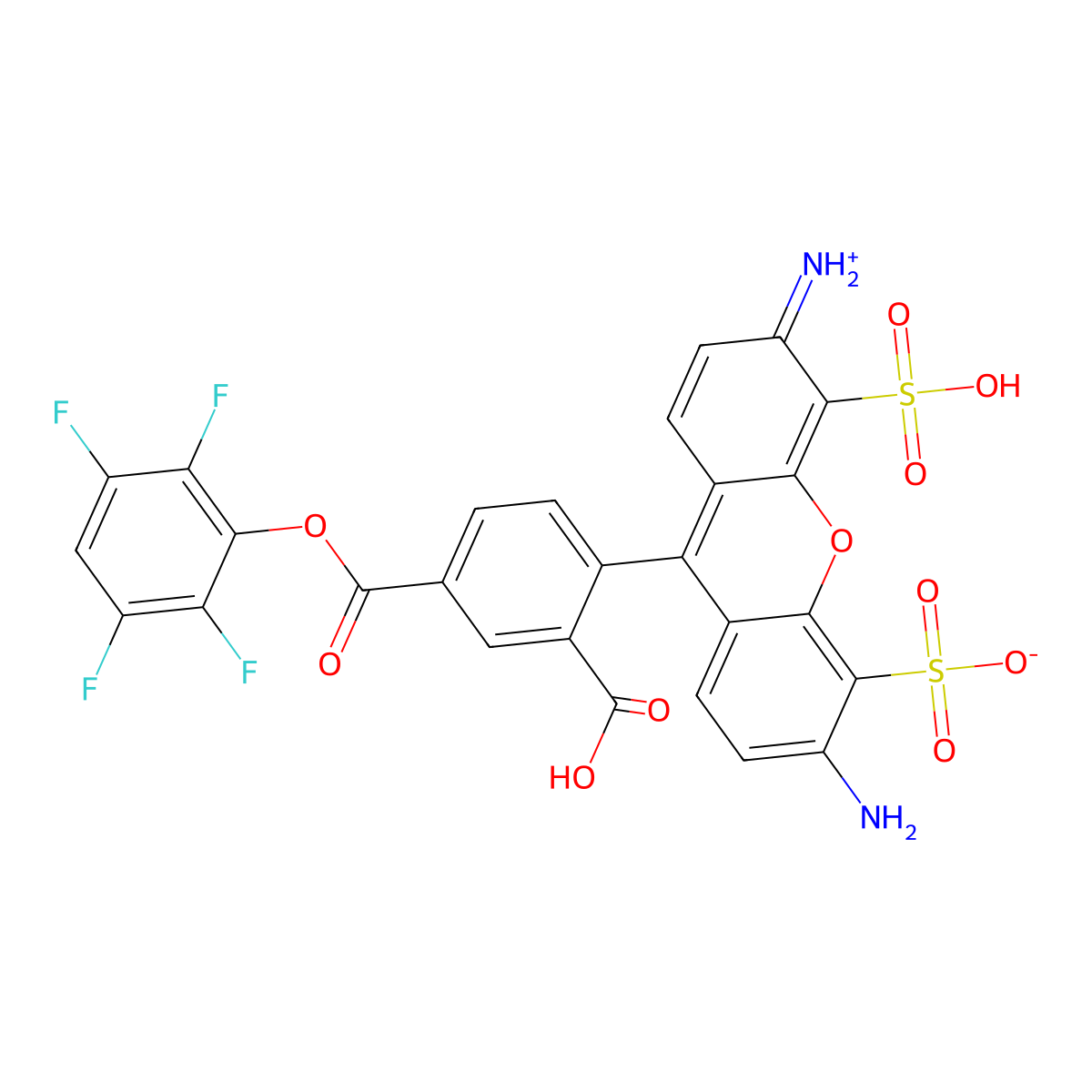 2-(6-Amino-4,5-disulfo-3-imino-3H-xanthene-9-yl)-5-(2,3,5,6-tetrafluorophenoxycarbonyl)benzoic acid molecular structure, CAS 2133404-55-2