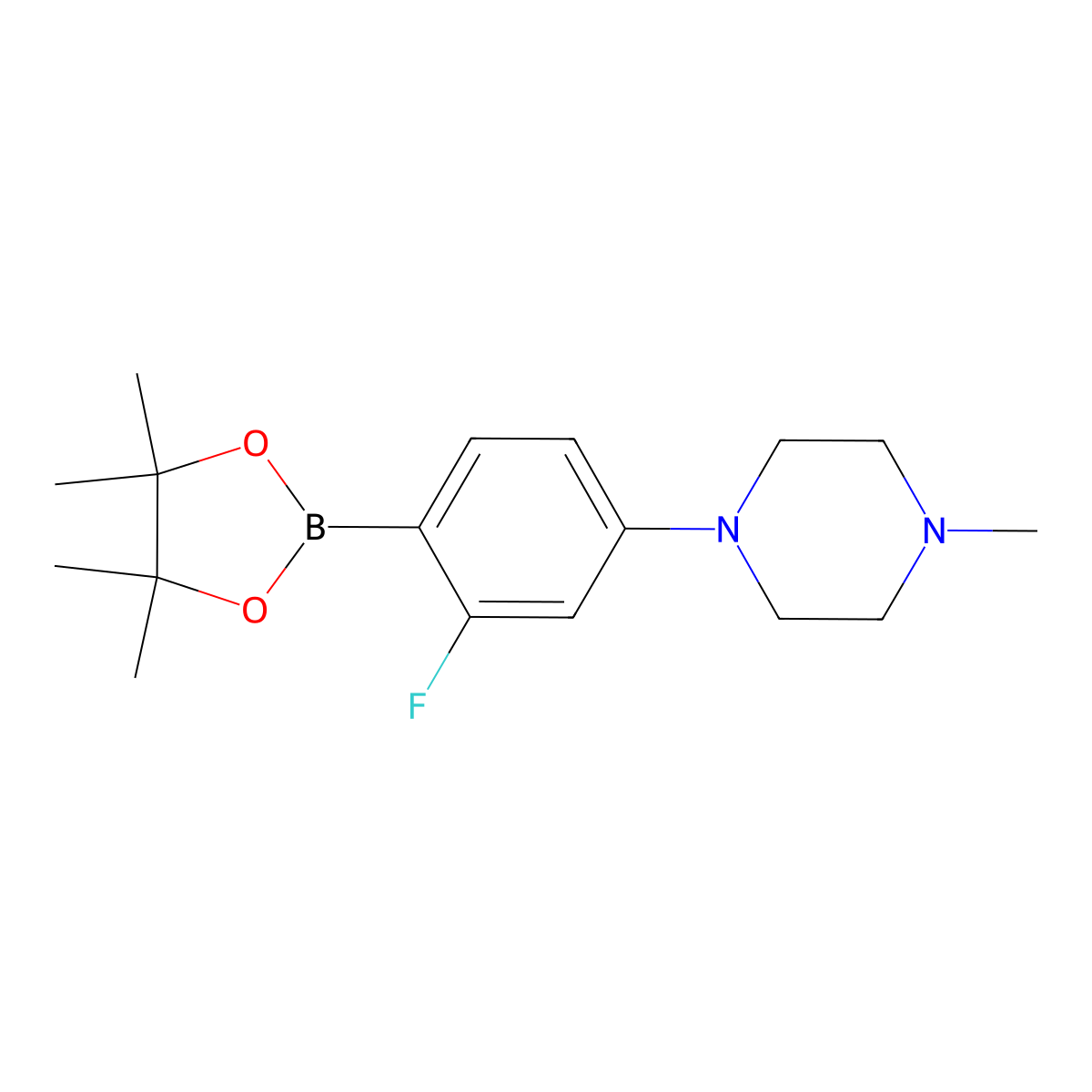 1-[3-Fluoro-4-(4,4,5,5-tetramethyl-1,3,2-dioxaborolan-2-YL)phenyl]-4-methylpiperazine molecular structure, CAS 2133421-20-0