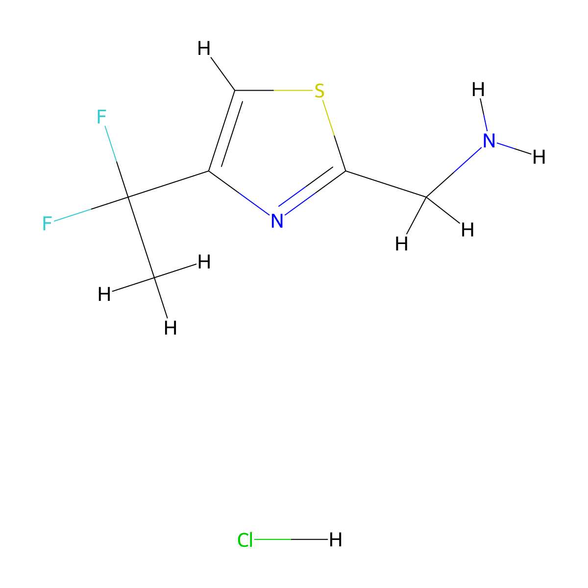 1-[4-(1,1-Difluoroethyl)-1,3-thiazol-2-yl]methanaminehydrochloride molecular structure, CAS 2133458-65-6