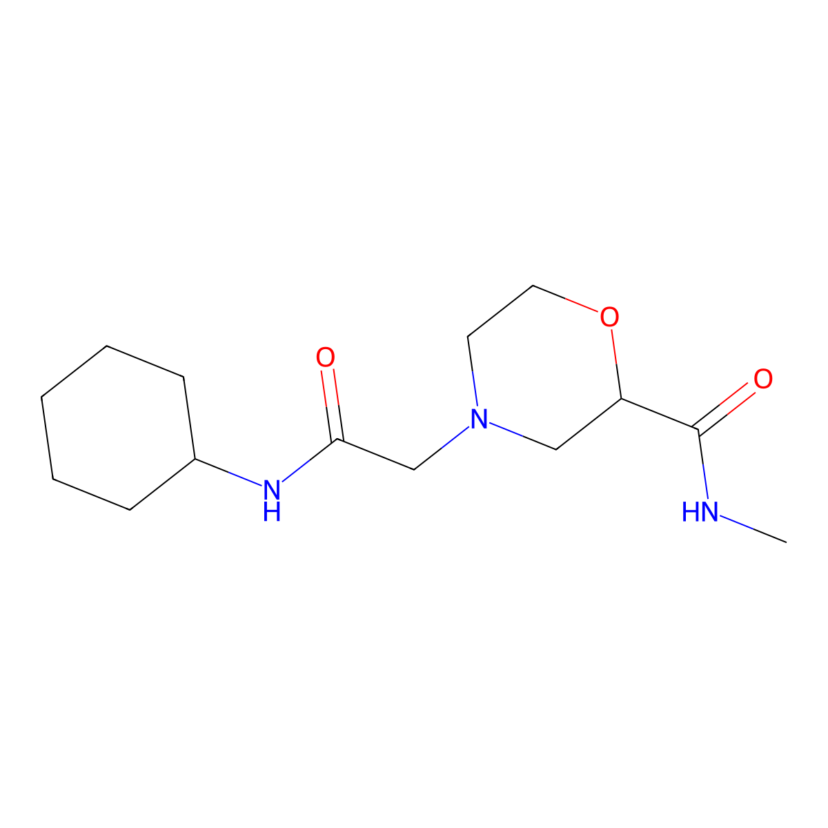 4-[(cyclohexylcarbamoyl)methyl]-N-methylmorpholine-2-carboxamide molecular structure, CAS 2133780-04-6