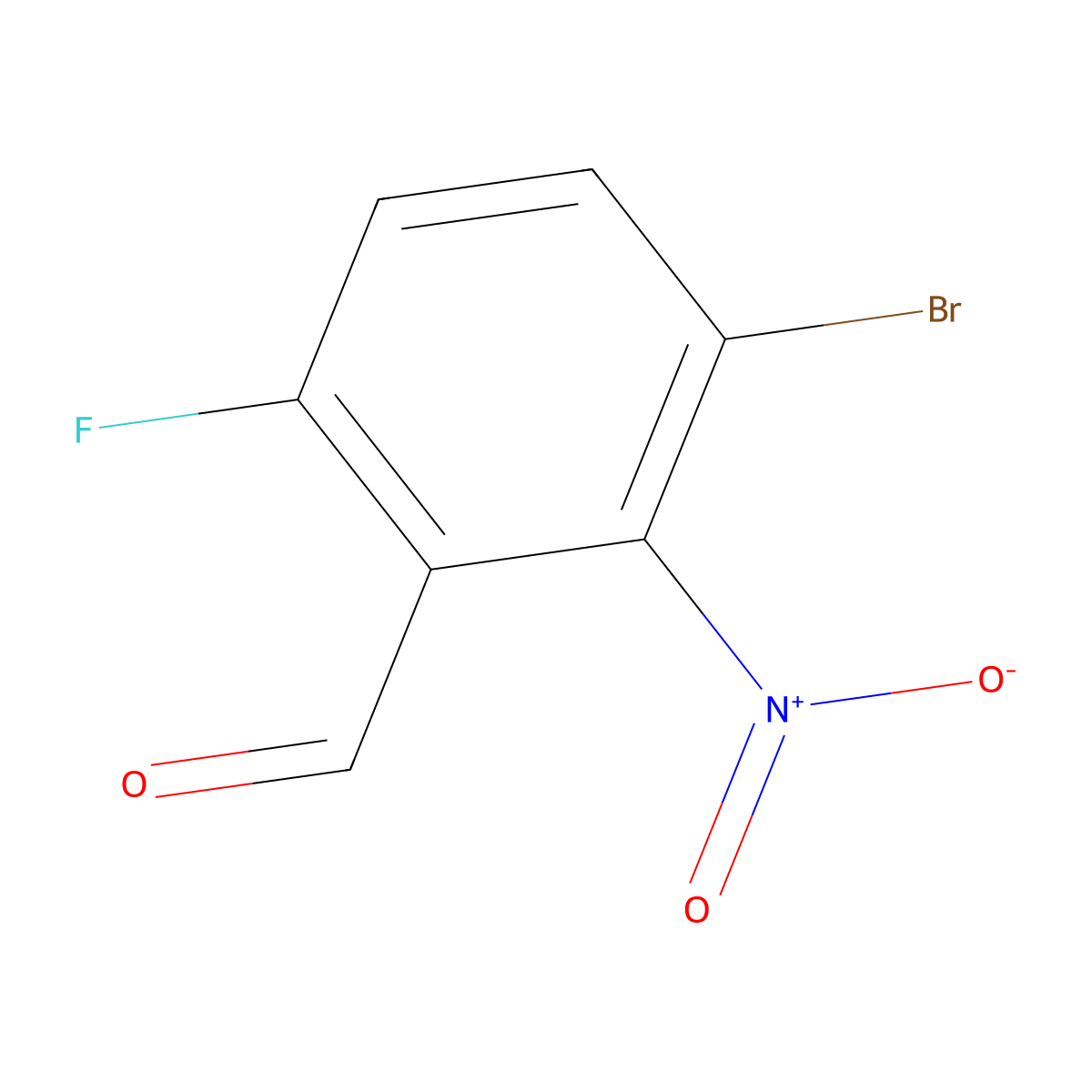 3-Bromo-6-fluoro-2-nitrobenzaldehyde molecular structure, CAS 213382-43-5