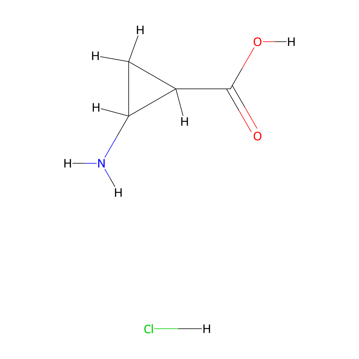 2-Aminocyclopropanecarboxylicacidhydrochloride molecular structure, CAS 2133820-14-9