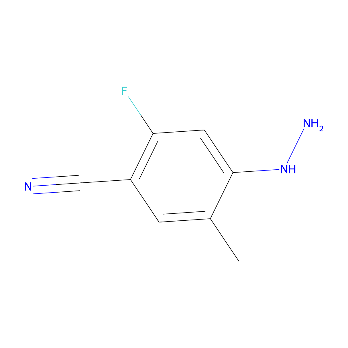 2-Fluoro-4-hydrazino-5-methyl-benzonitrile molecular structure, CAS 2133820-19-4