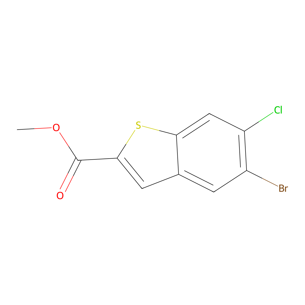 5-Bromo-6-chloro-benzo[b]thiophene-2-carboxylic acid methyl ester molecular structure, CAS 2133820-21-8