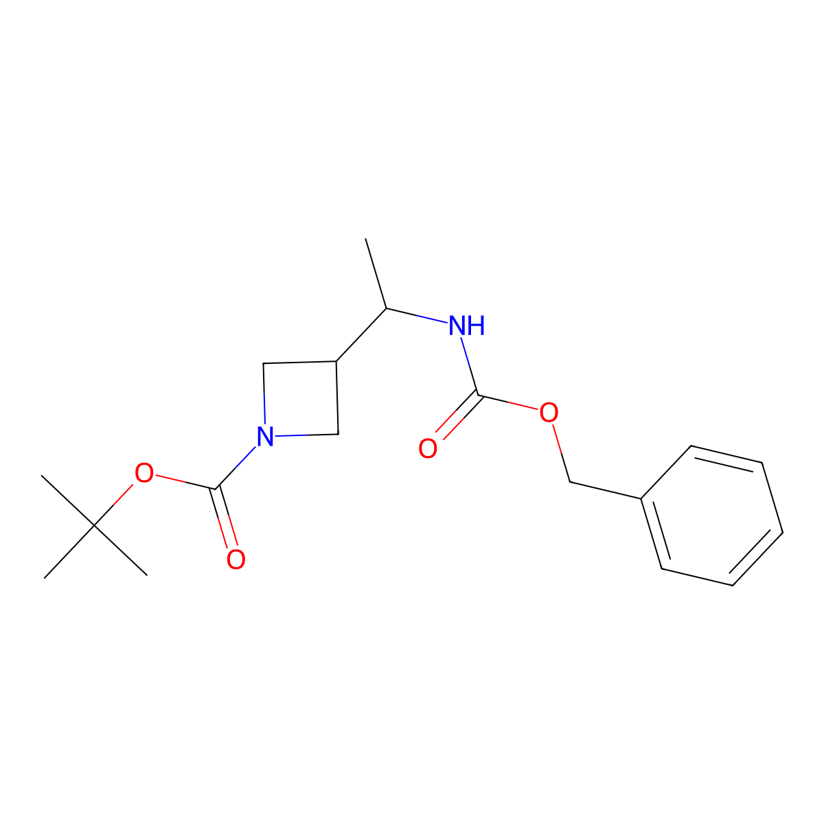 3-(1-Benzyloxycarbonylamino-ethyl)-azetidine-1-carboxylic acid tert-butyl ester molecular structure, CAS 2133820-22-9