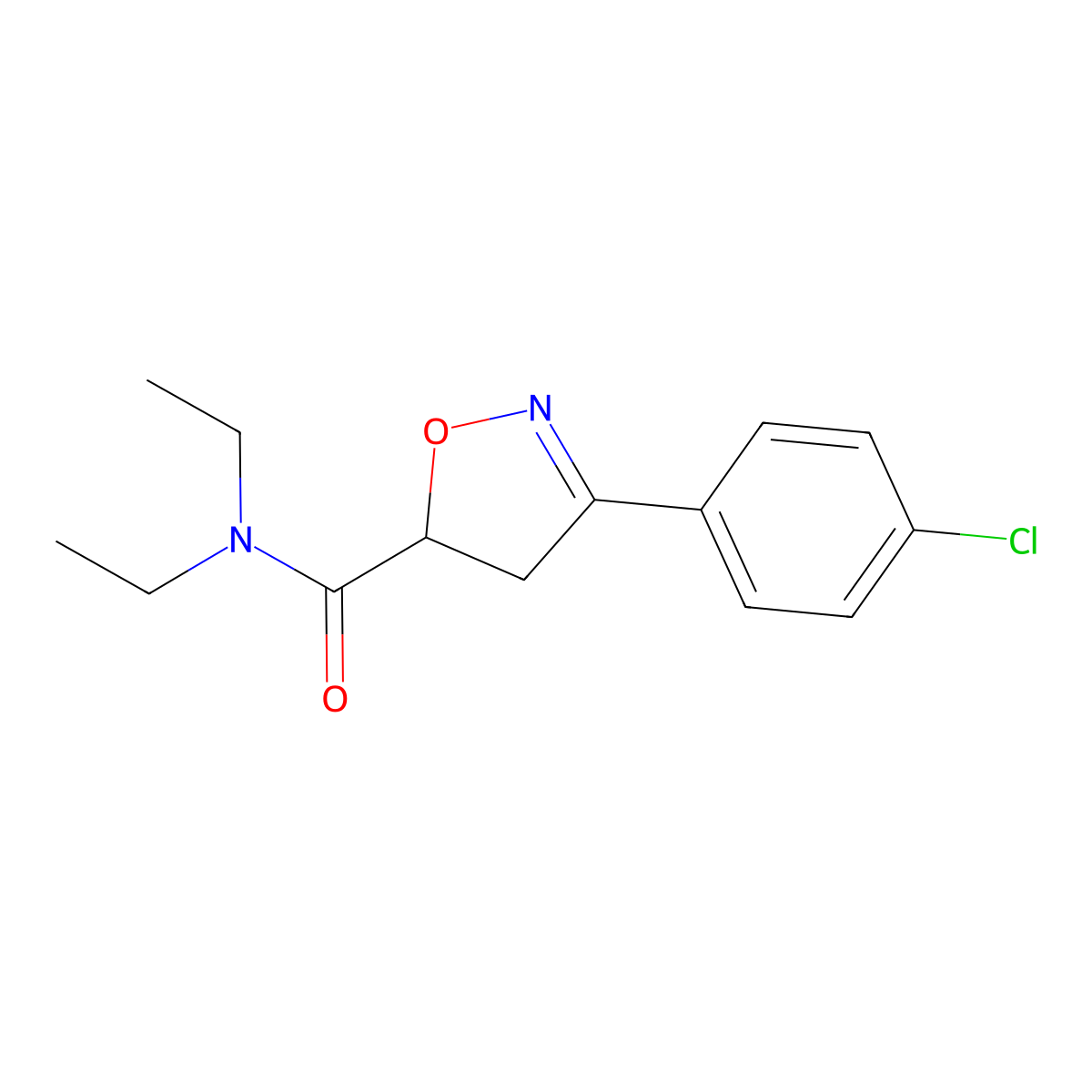 3-(4-chlorophenyl)-N,N-diethyl-4,5-dihydro-1,2-oxazole-5-carboxamide molecular structure, CAS 213387-95-2