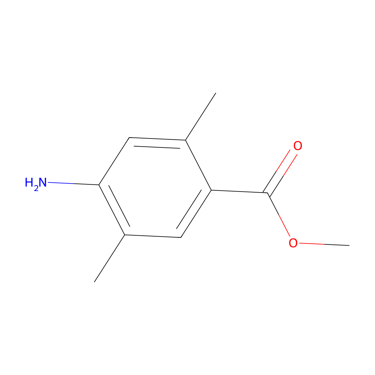 Methyl 4-amino-2,5-dimethylbenzoate molecular structure, CAS 21339-74-2