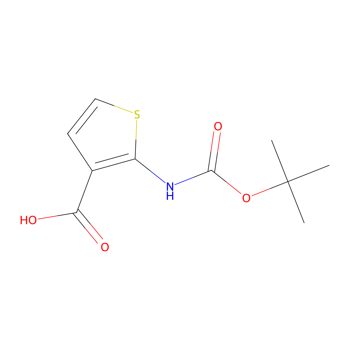 2-{[(Tert-butoxy)carbonyl]amino}thiophene-3-carboxylic acid molecular structure, CAS 213390-67-1