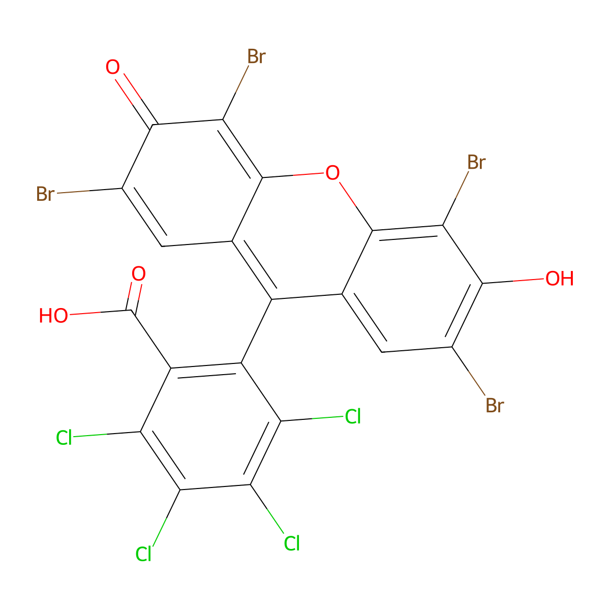 2,3,4,5-tetrachloro-6-(2,4,5,7-tetrabromo-6-hydroxy-3-oxo-3H-xanthen-9-yl)benzoic acid molecular structure, CAS 2134-15-8