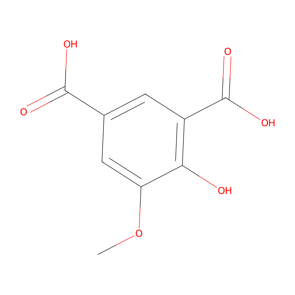 4-Hydroxy-5-methoxy-1,3-benzenedicarboxylic acid molecular structure, CAS 2134-91-0