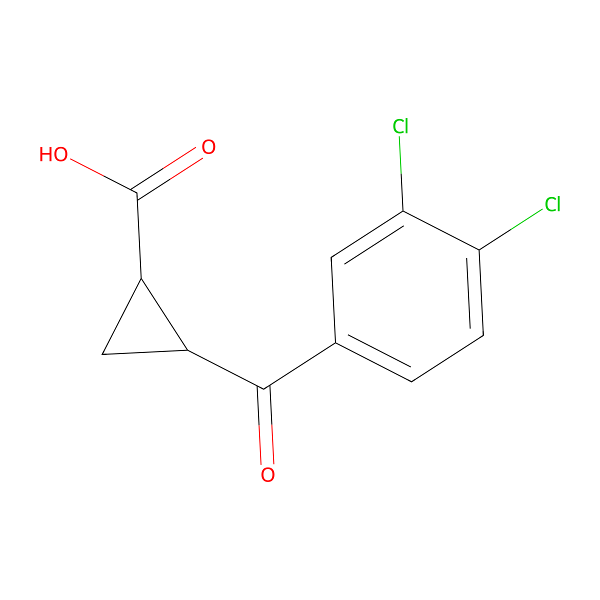 Cyclopropanecarboxylic acid, 2-(3,4-dichlorobenzoyl)- molecular structure, CAS 213401-22-0