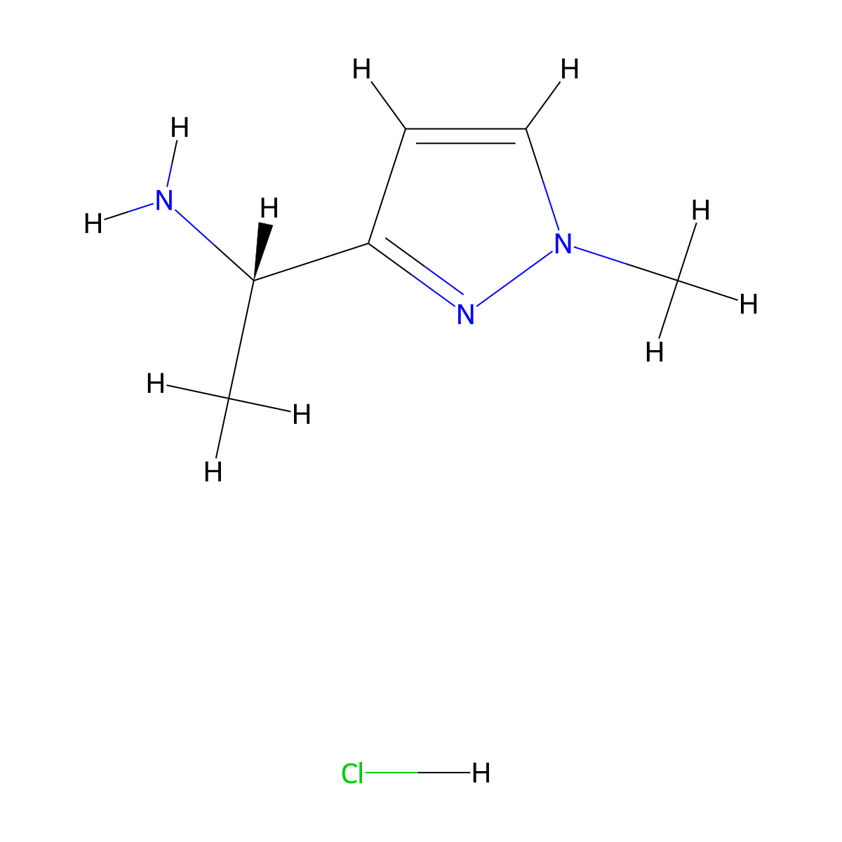 (S)-1-(1-Methyl-1H-pyrazol-3-yl)ethanamine hydrochloride molecular structure, CAS 2134096-73-2