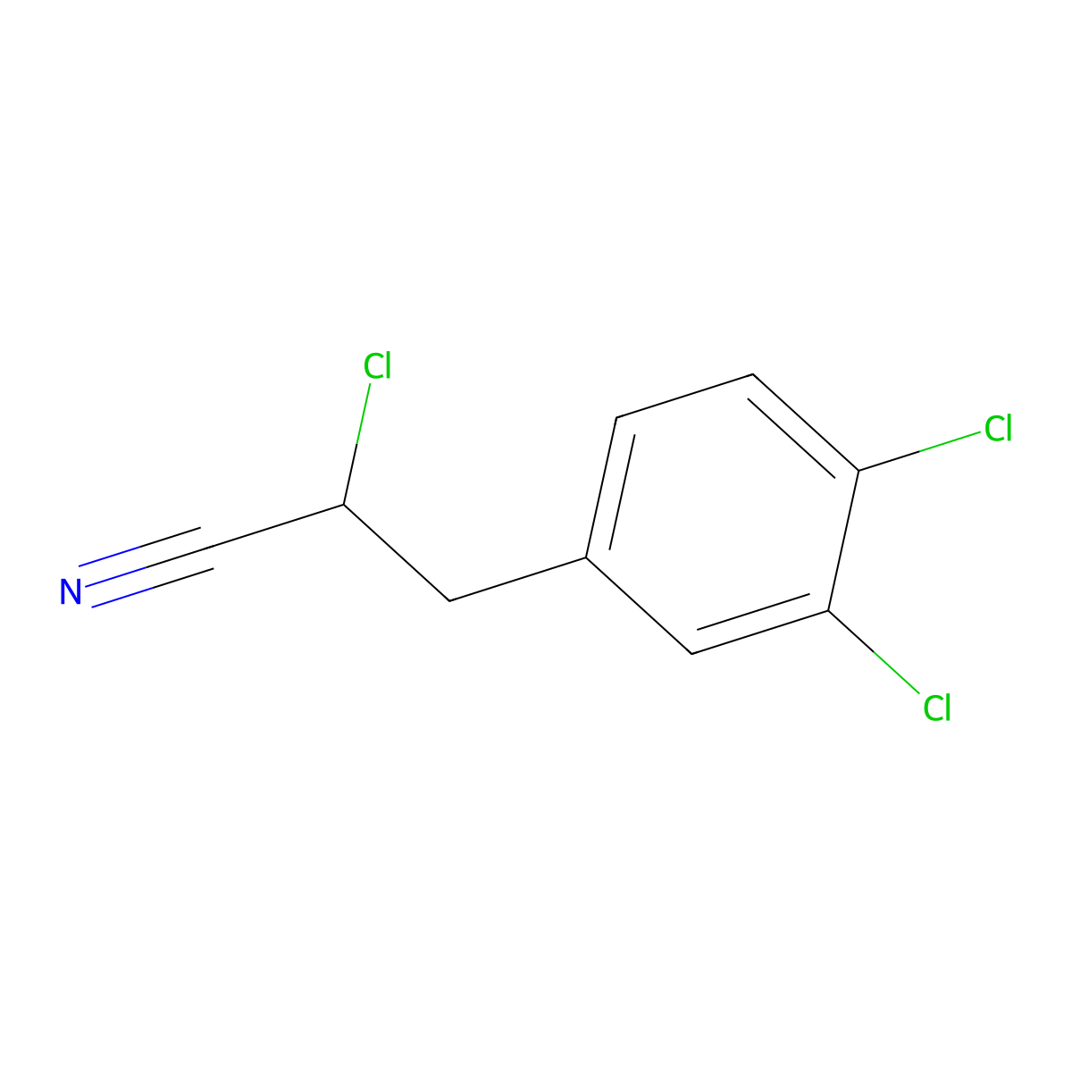 2-Chloro-3-(3,4-dichlorophenyl)propanenitrile molecular structure, CAS 21342-90-5