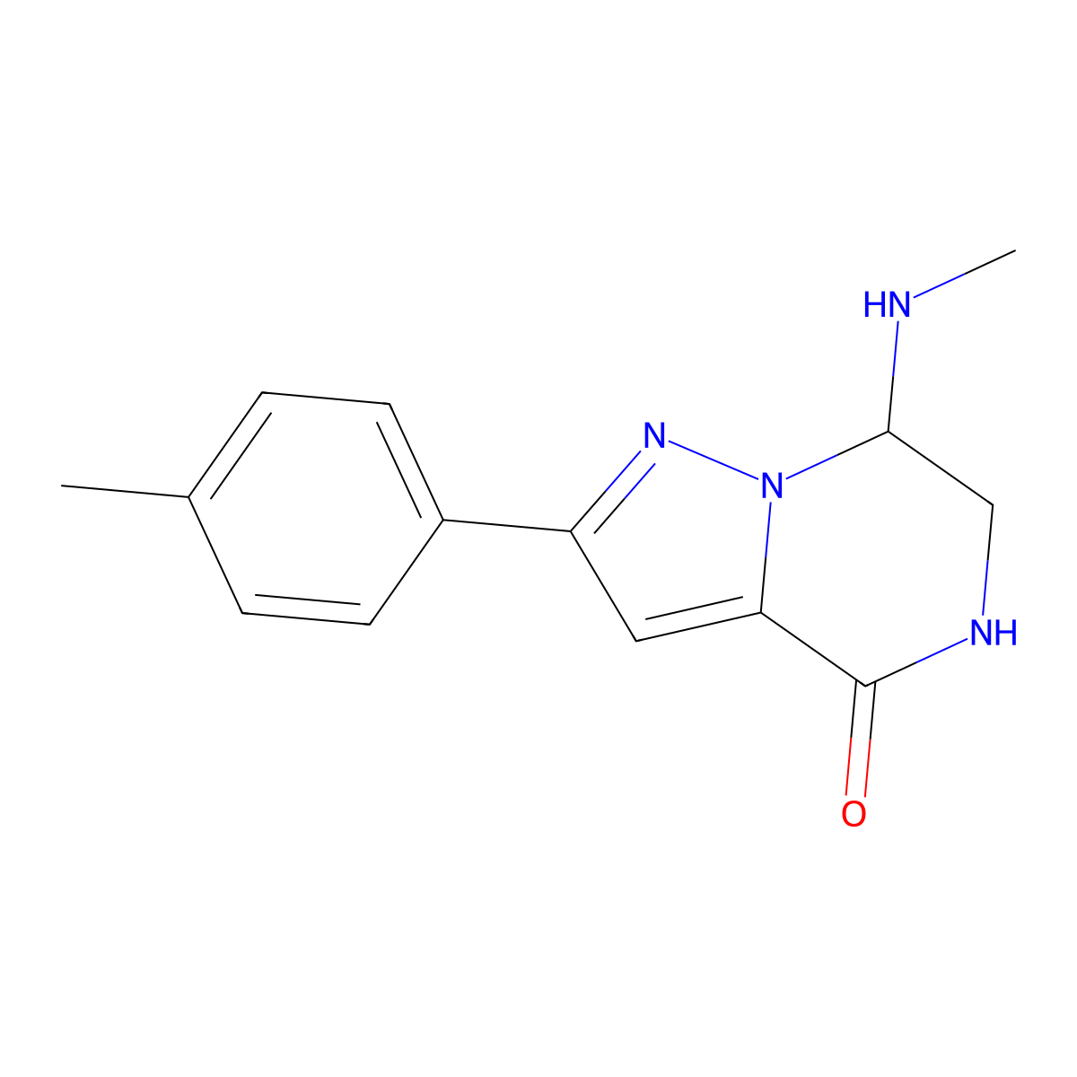 7-(methylamino)-2-(4-methylphenyl)-6,7-dihydropyrazolo[1,5-a]pyrazin-4(5H)-one molecular structure, CAS 2134379-97-6