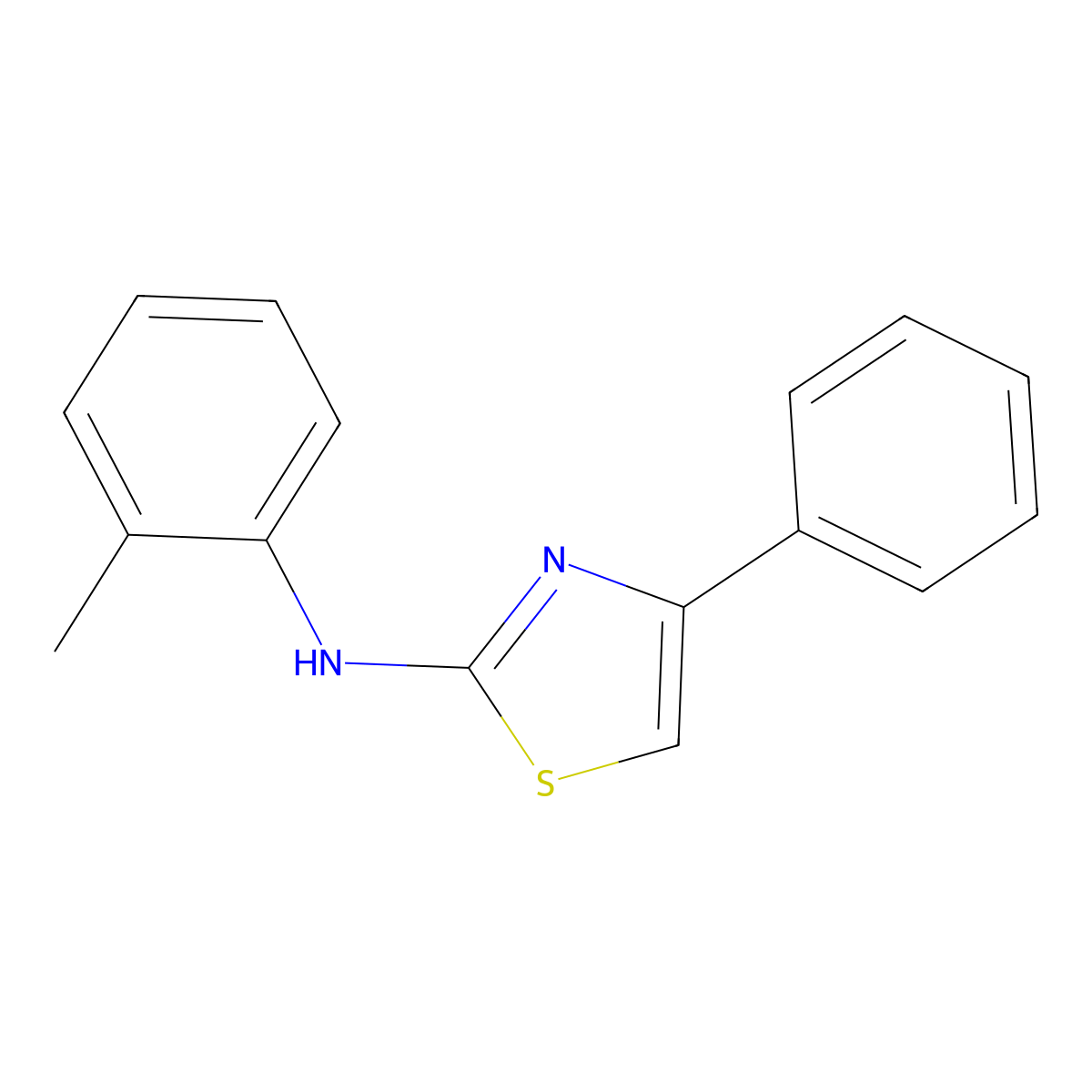N-(2-methylphenyl)-4-phenyl-1,3-thiazol-2-amine molecular structure, CAS 21344-75-2