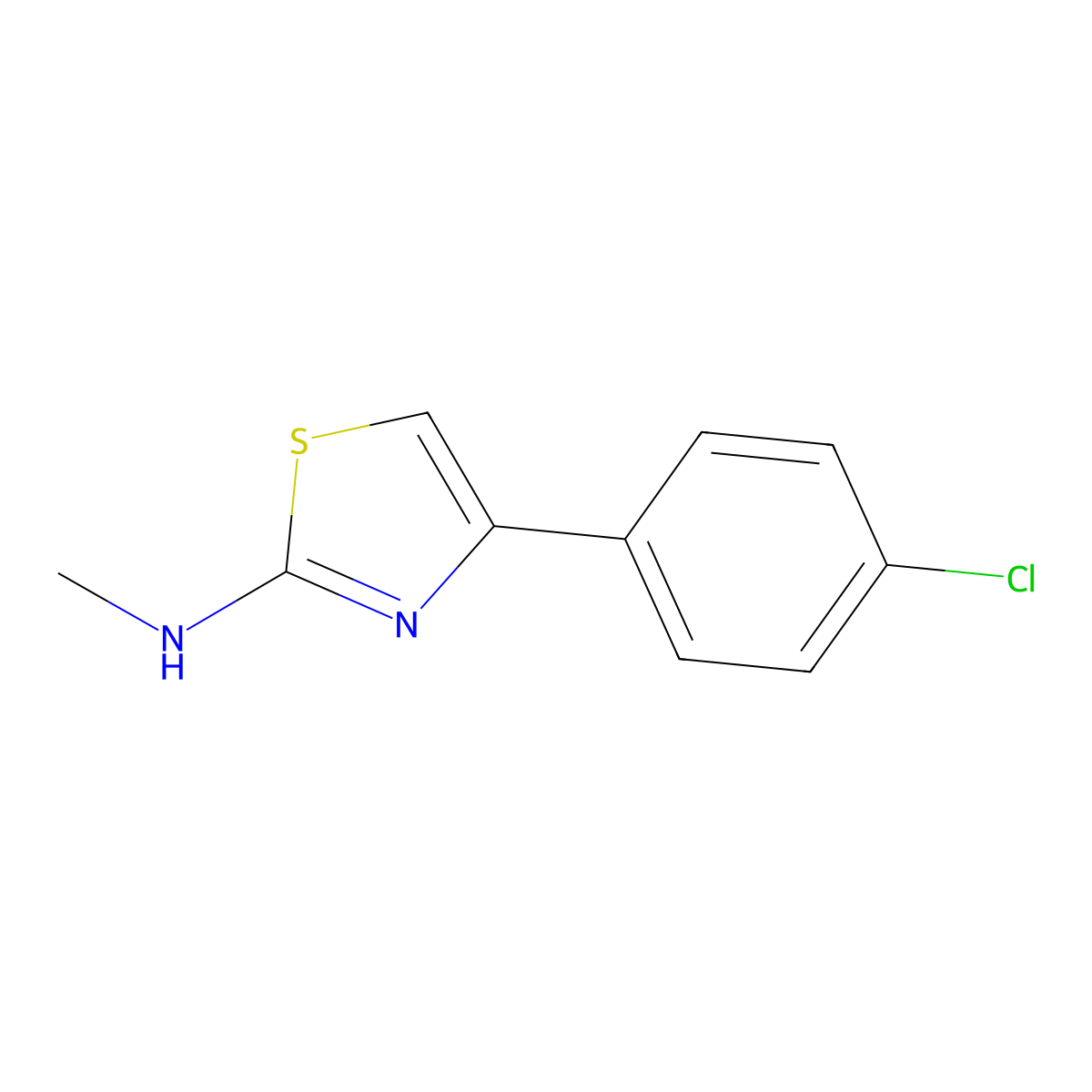 4-(4-chlorophenyl)-N-methyl-1,3-thiazol-2-amine molecular structure, CAS 21344-78-5