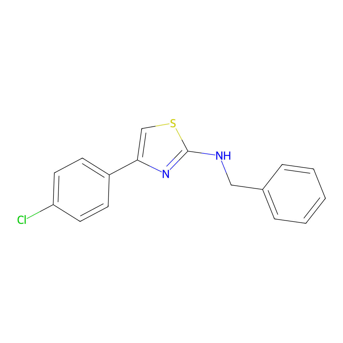 n-Benzyl-4-(4-chlorophenyl)-1,3-thiazol-2-amine molecular structure, CAS 21344-81-0