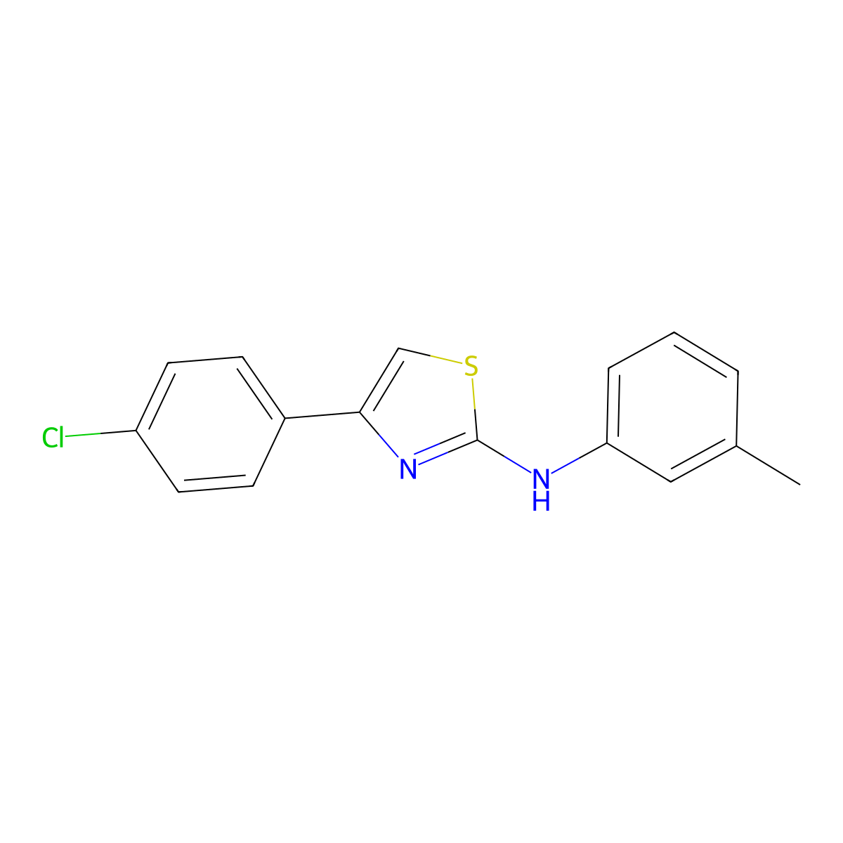 4-(4-chlorophenyl)-N-(3-methylphenyl)-1,3-thiazol-2-amine molecular structure, CAS 21344-82-1