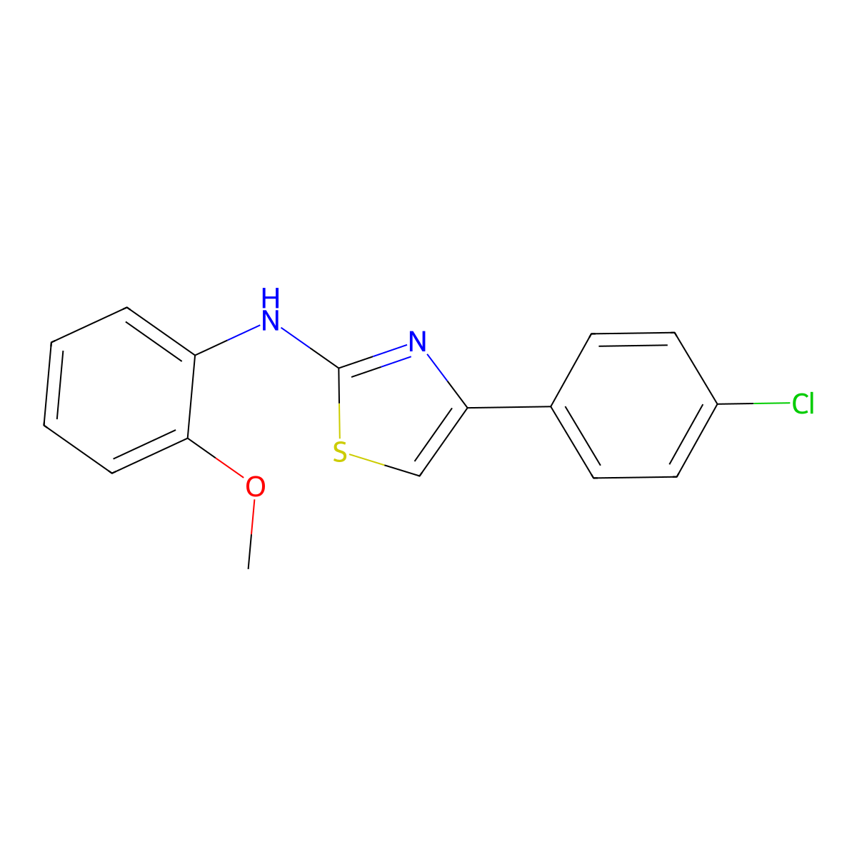 4-(4-chlorophenyl)-N-(2-methoxyphenyl)-1,3-thiazol-2-amine molecular structure, CAS 21344-84-3