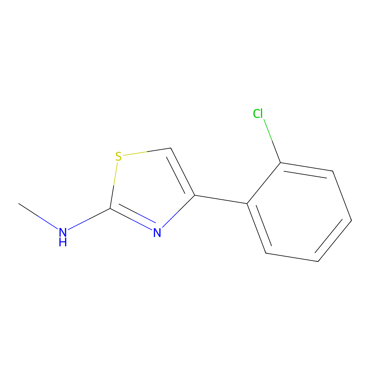 4-(2-Chlorophenyl)-n-methylthiazol-2-amine molecular structure, CAS 21344-91-2