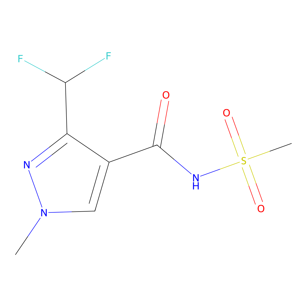 3-(difluoromethyl)-N-methanesulfonyl-1-methyl-1H-pyrazole-4-carboxamide molecular structure, CAS 2134448-90-9