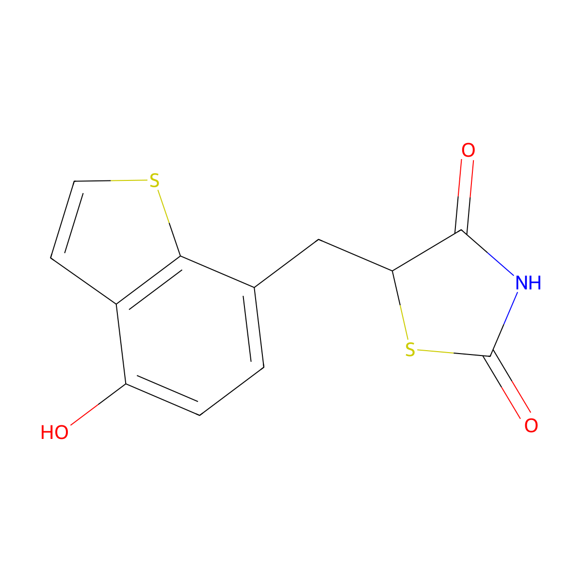 5-((4-Hydroxybenzo[b]thiophen-7-yl)methyl)thiazolidine-2,4-dione molecular structure, CAS 213455-13-1