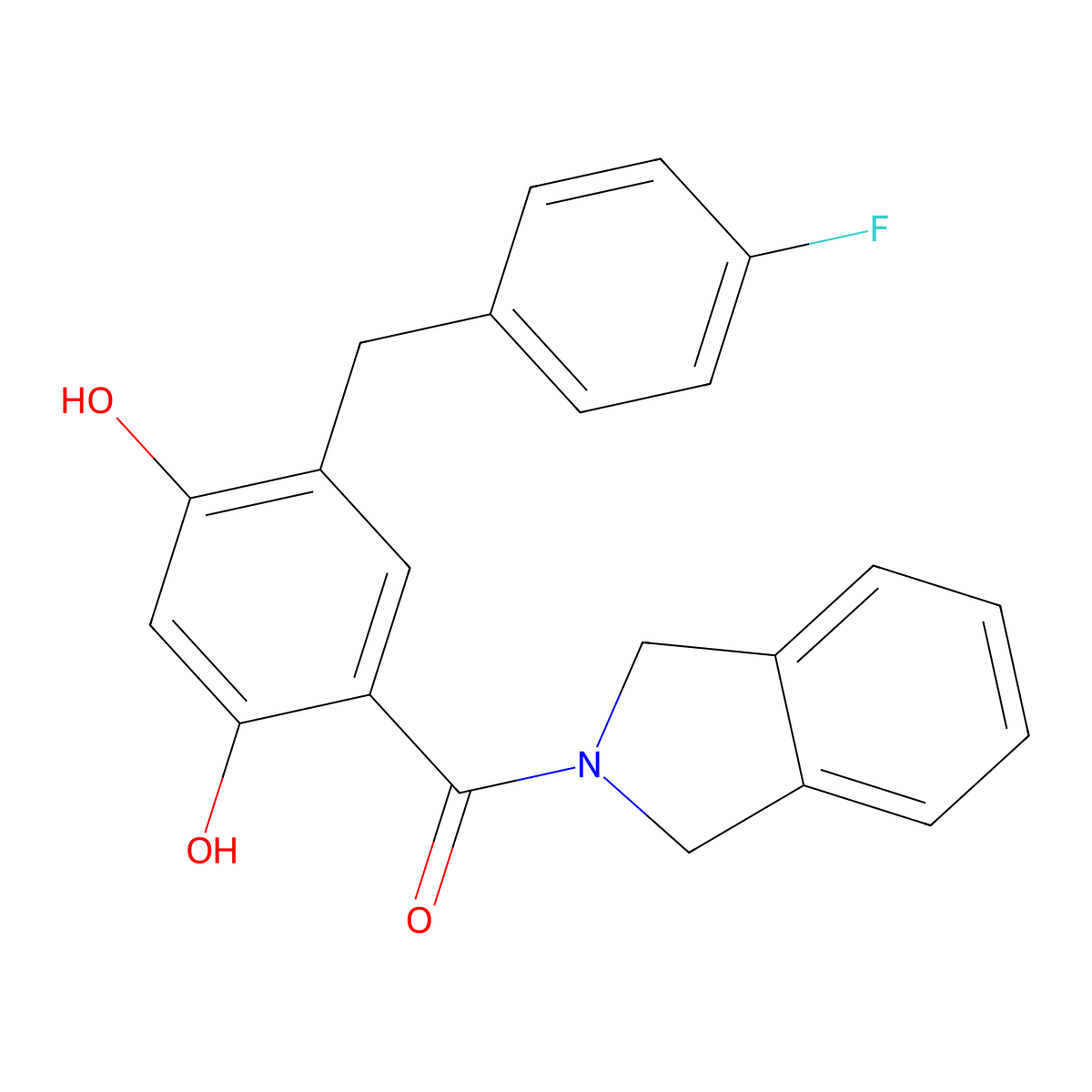 (5-(4-Fluorobenzyl)-2,4-dihydroxyphenyl)(isoindolin-2-yl)methanone molecular structure, CAS 2134571-29-0