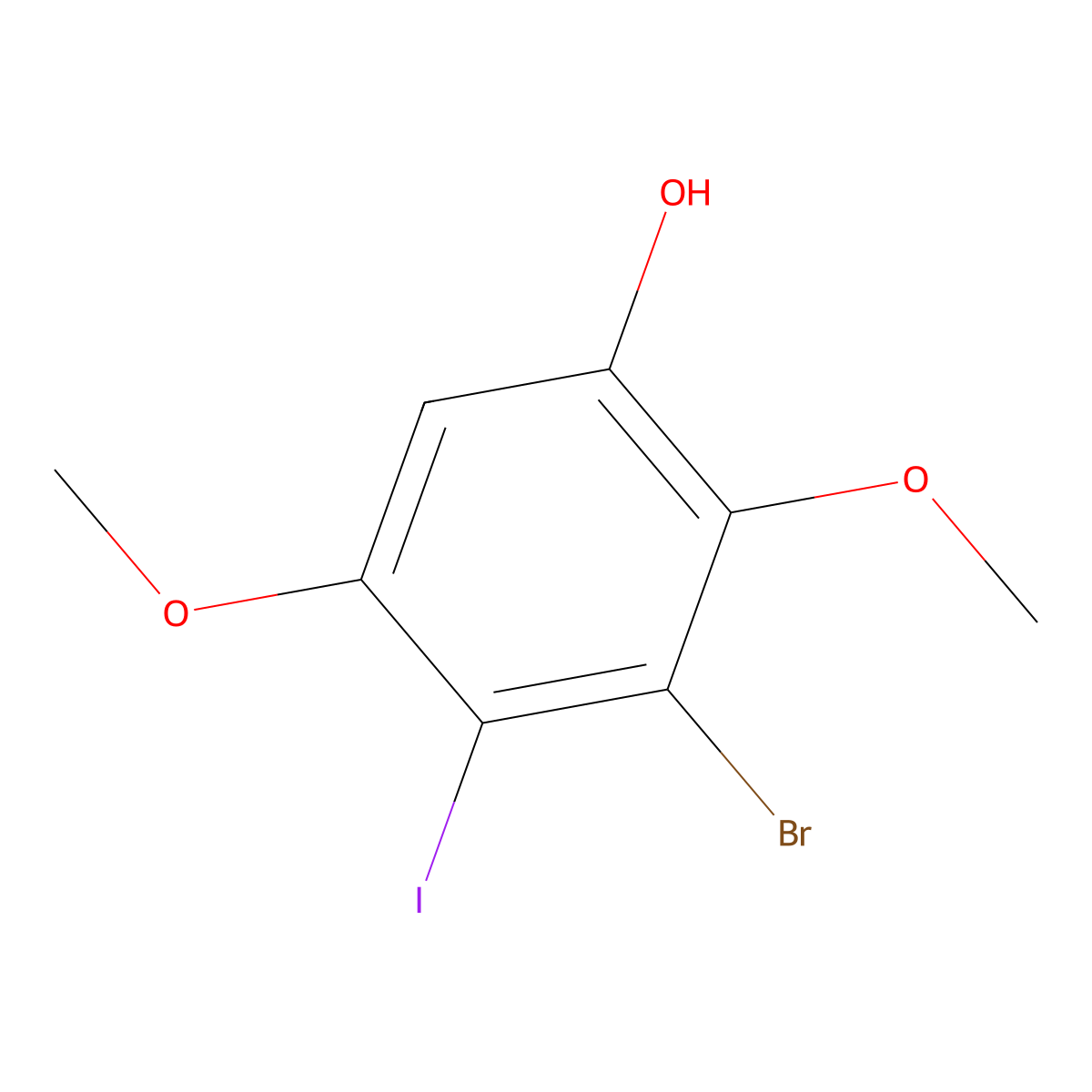 3-Bromo-4-iodo-2,5-dimethoxyphenol molecular structure, CAS 213459-79-1
