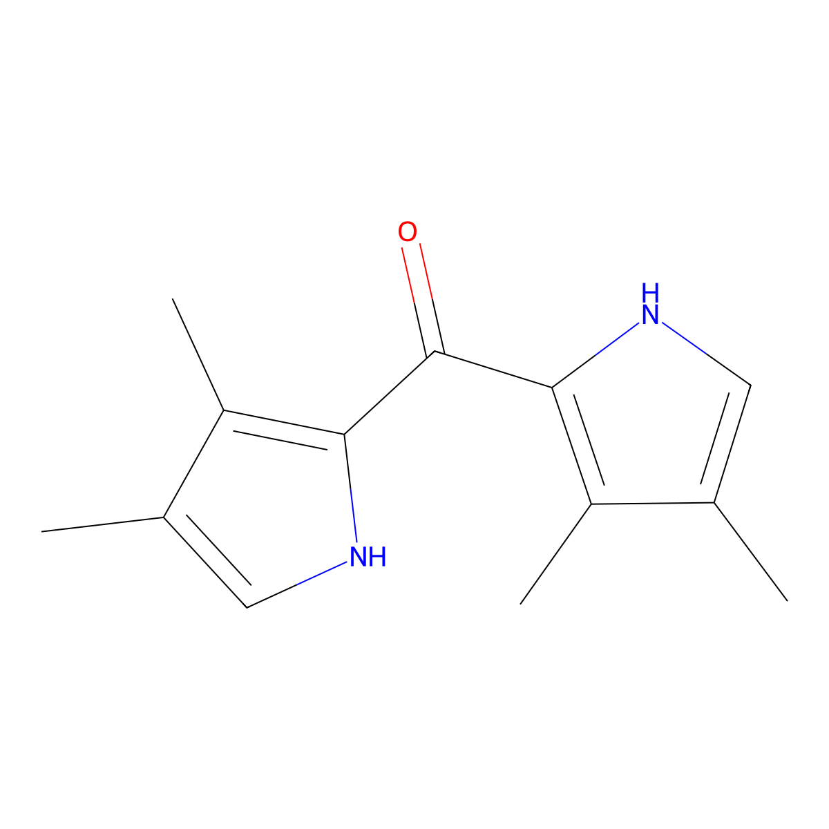 2-(3,4-Dimethyl-1H-pyrrole-2-carbonyl)-3,4-dimethyl-1H-pyrrole molecular structure, CAS 21346-63-4