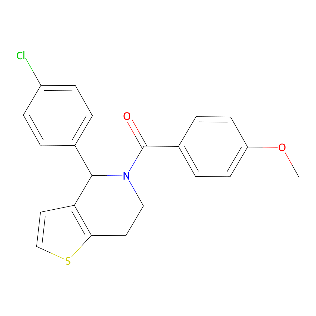 [4-(4-Chlorophenyl)-6,7-dihydrothieno[3,2-c]pyridin-5(4H)-yl](4-methoxyphenyl)methanone molecular structure, CAS 213462-13-6