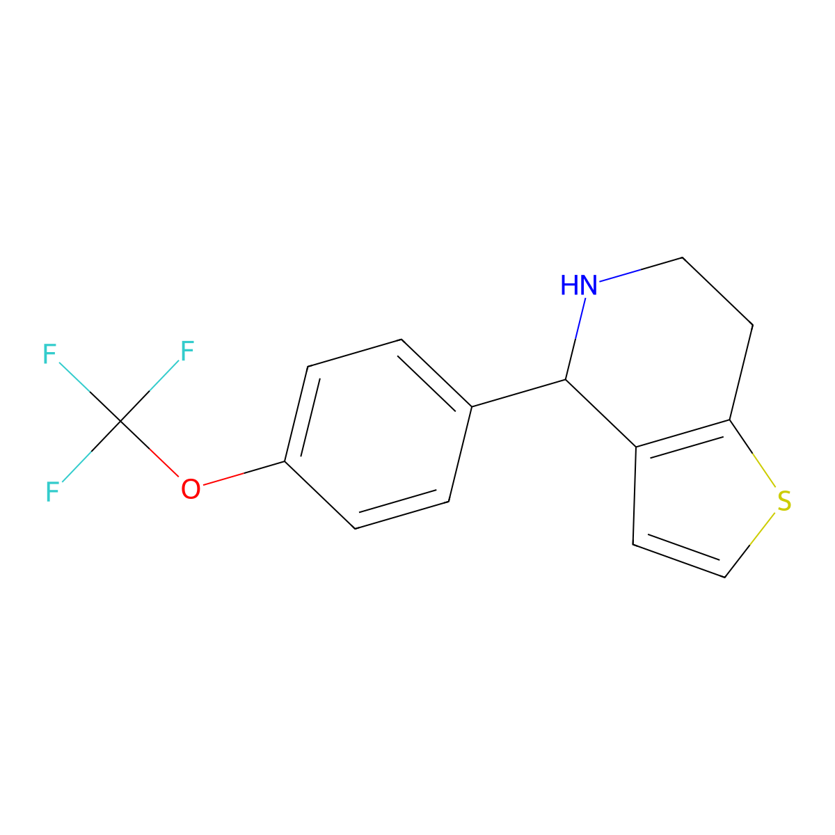 4-(4-(Trifluoromethoxy)phenyl)-4,5,6,7-tetrahydrothieno[3,2-c]pyridine molecular structure, CAS 213462-18-1