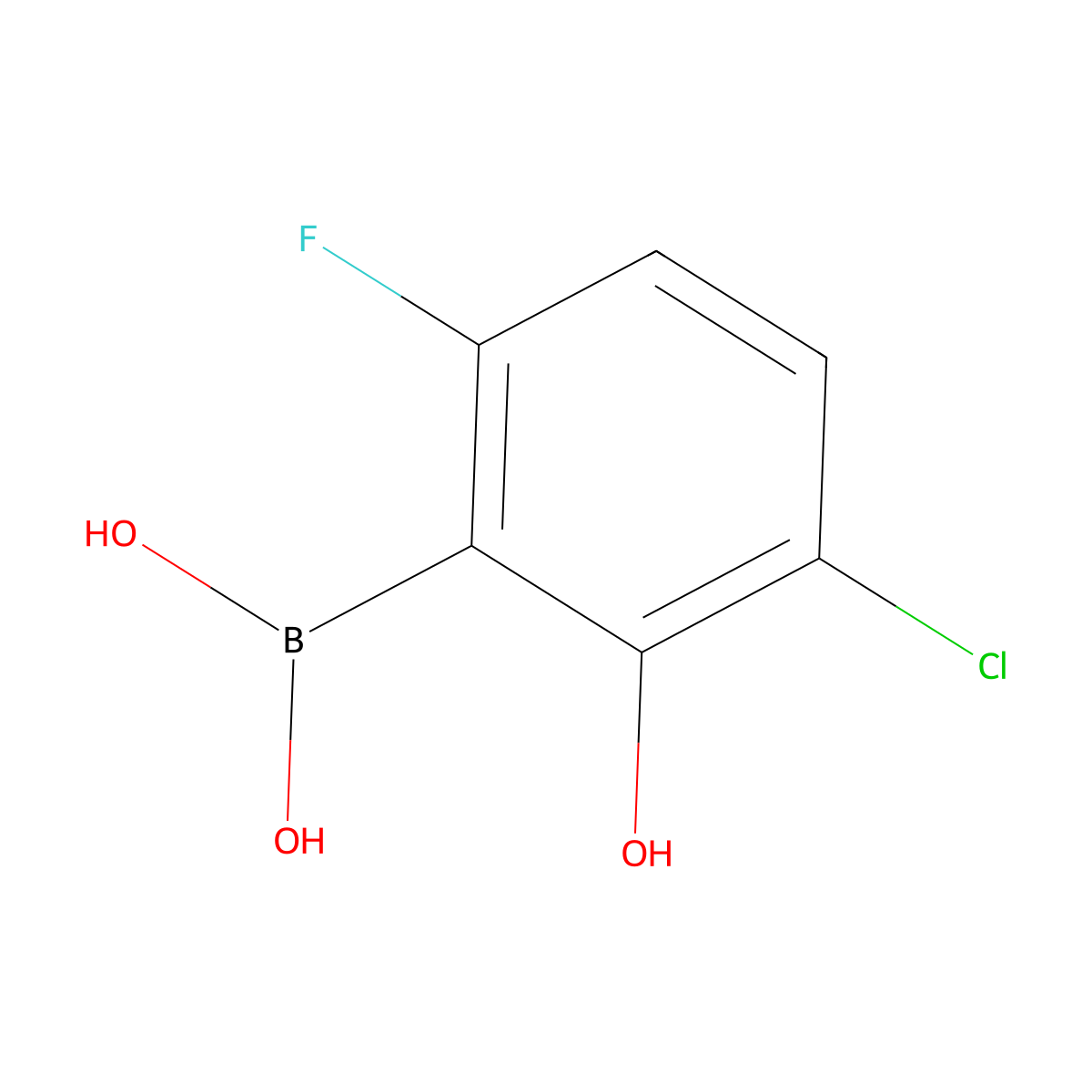 3-Chloro-6-fluoro-2-hydroxyphenylboronic acid molecular structure, CAS 2134622-97-0