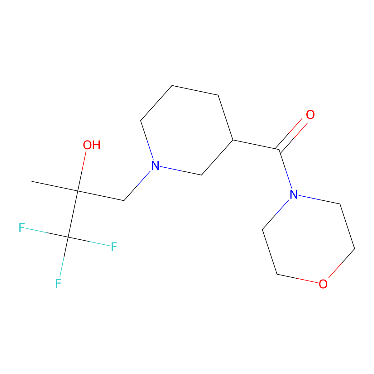 Morpholino[1-(3,3,3-trifluoro-2-hydroxy-2-methylpropyl)-3-piperidyl]methanone molecular structure, CAS 2134721-38-1