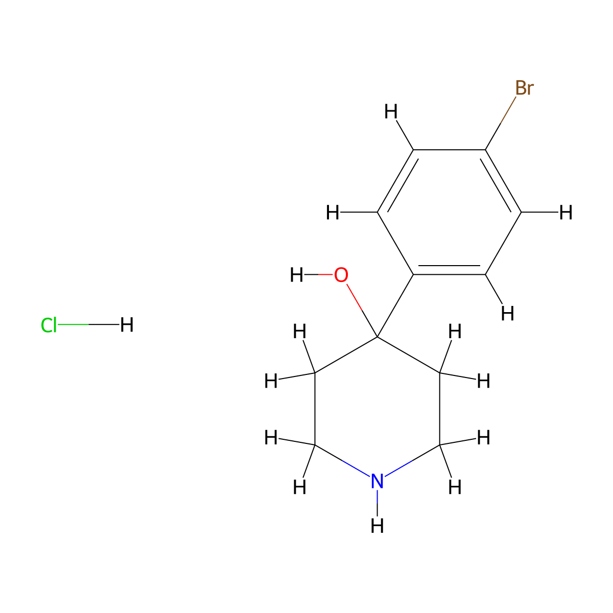 4-(4-Bromophenyl)piperidin-4-ol hydrochloride molecular structure, CAS 213480-97-8