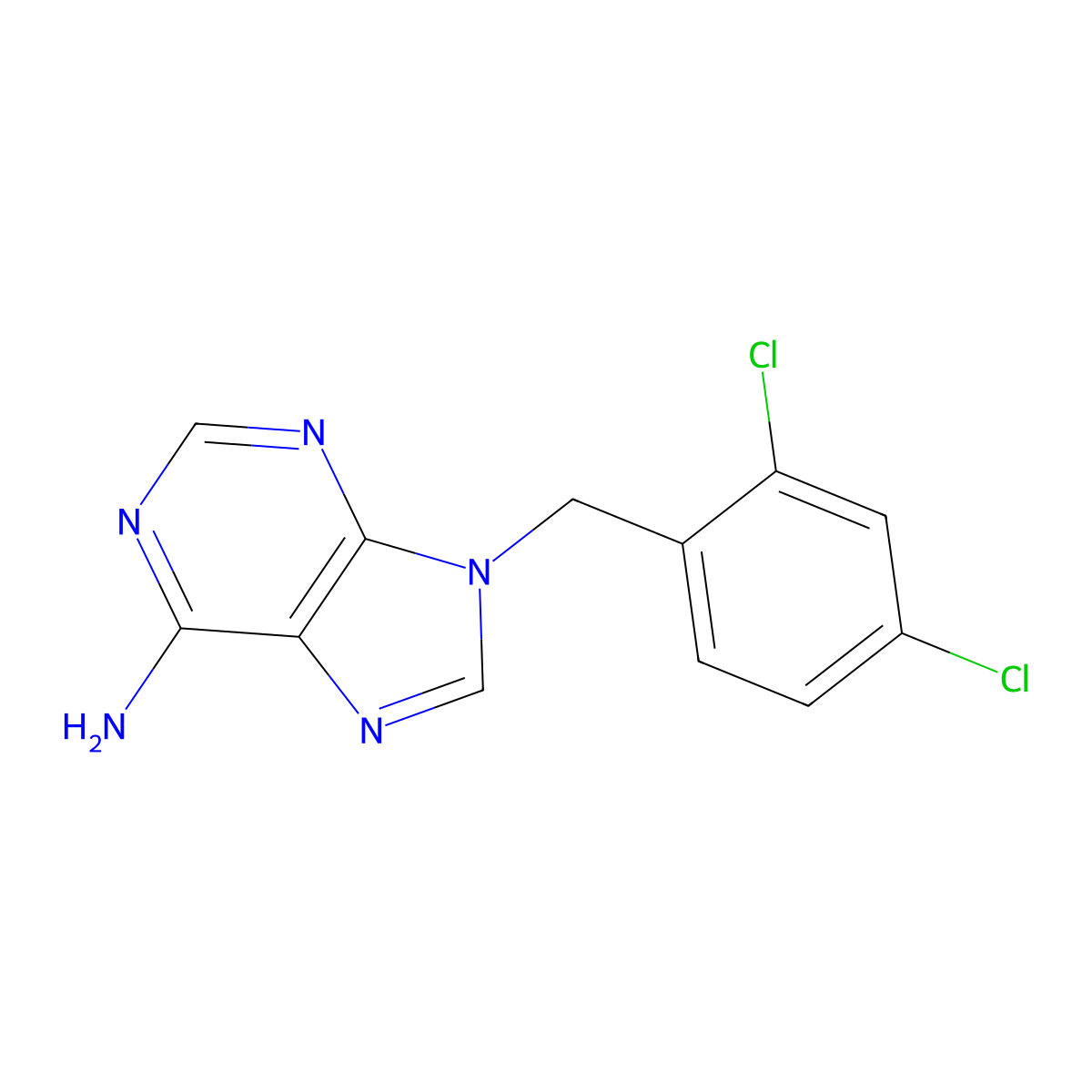 9-[(2,4-dichlorophenyl)methyl]-9H-purin-6-amine molecular structure, CAS 213528-01-9
