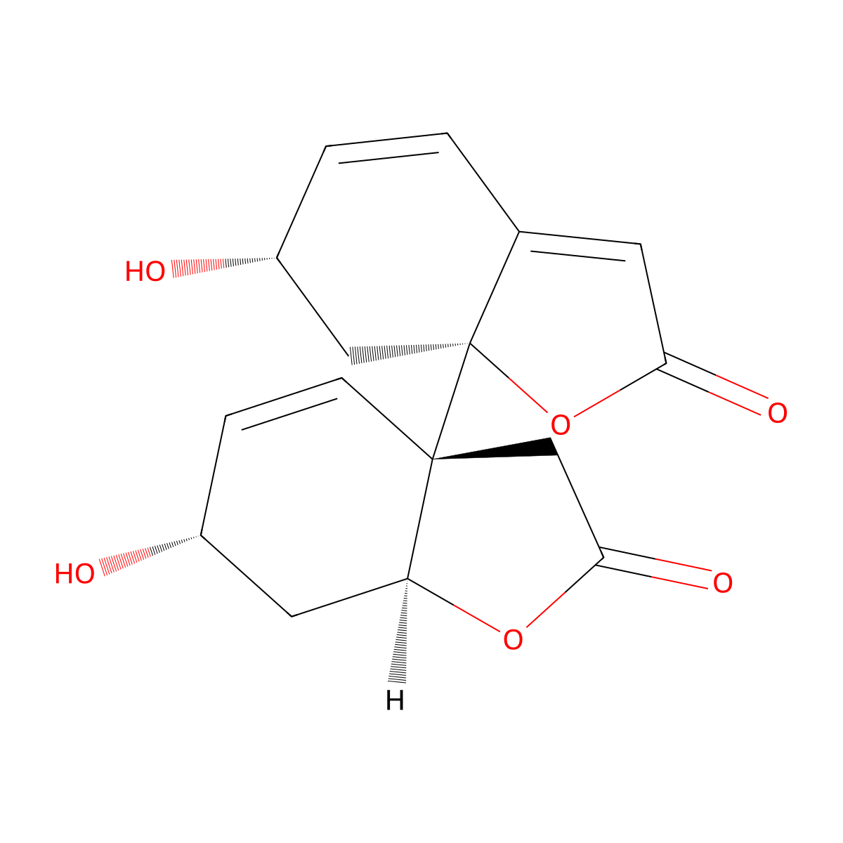 (3a,7'a(2'H,6H)-Bibenzofuran)-2,2'(3H)-dione, 6',7,7',7a-tetrahydro-6,6'-dihydroxy-, (3aS,6S,6'S,7aS,7'aR)- molecular structure, CAS 213528-23-5