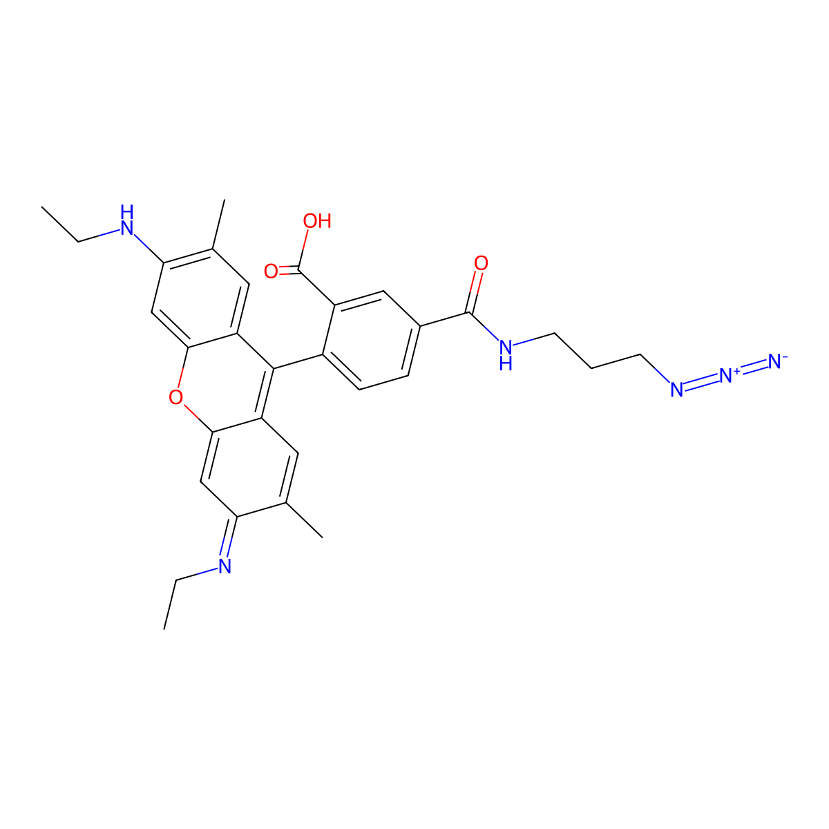 R6G azide, 5-isomer molecular structure, CAS 2135330-71-9