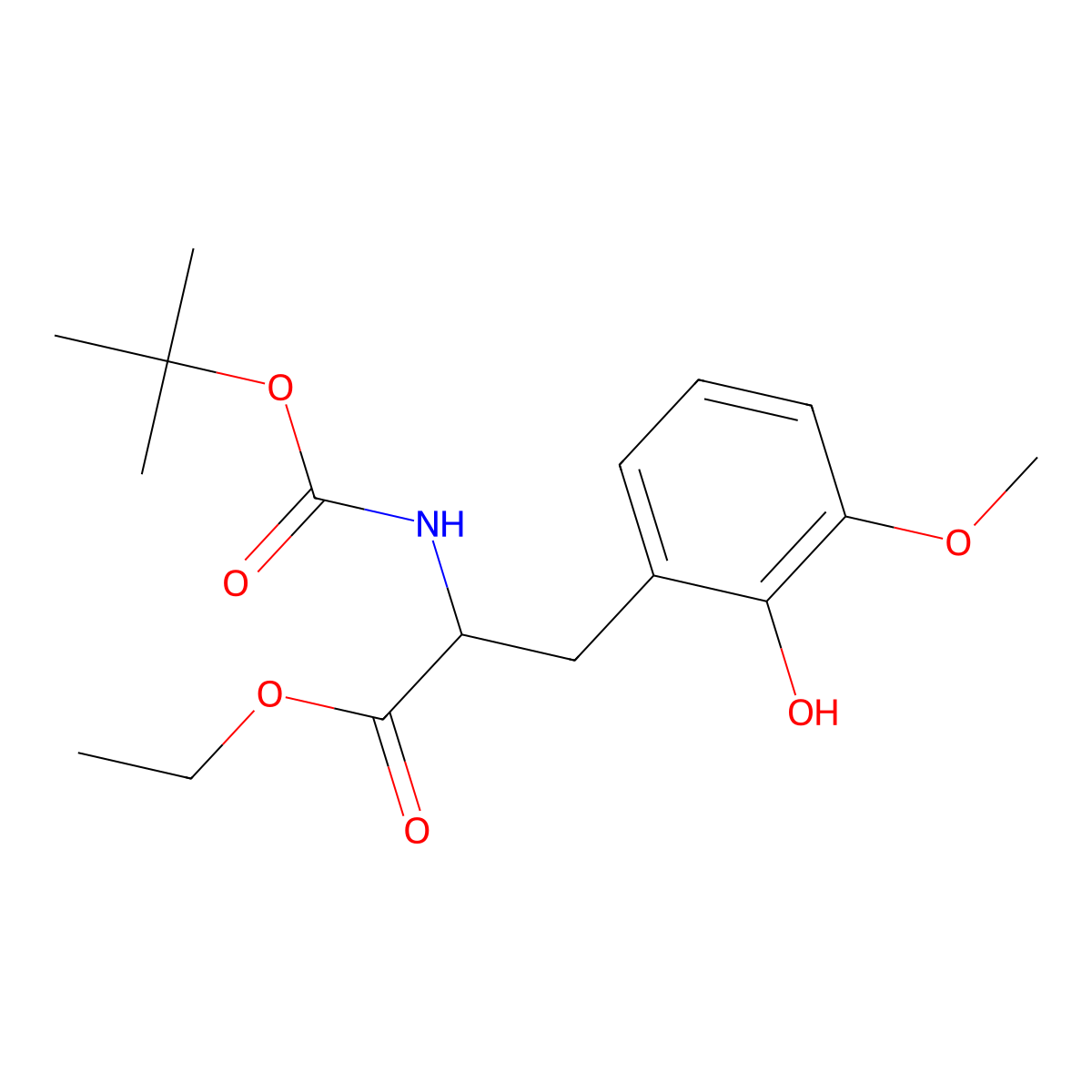Ethyl 2-((tert-butoxycarbonyl)amino)-3-(2-hydroxy-3-methoxyphenyl)propanoate molecular structure, CAS 2135331-17-6