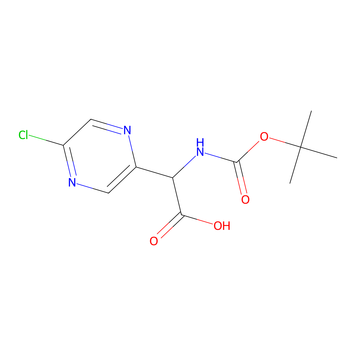 2-((Tert-butoxycarbonyl)amino)-2-(5-chloropyrazin-2-YL)acetic acid molecular structure, CAS 2135331-23-4