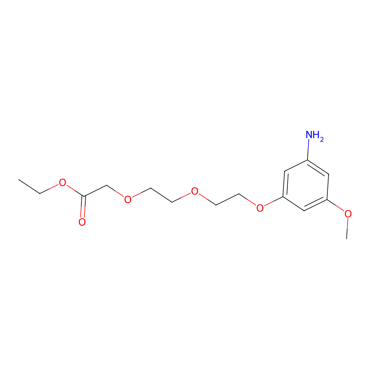 Ethyl 2-(2-(2-(3-amino-5-methoxyphenoxy)ethoxy)ethoxy)acetate molecular structure, CAS 2135331-44-9