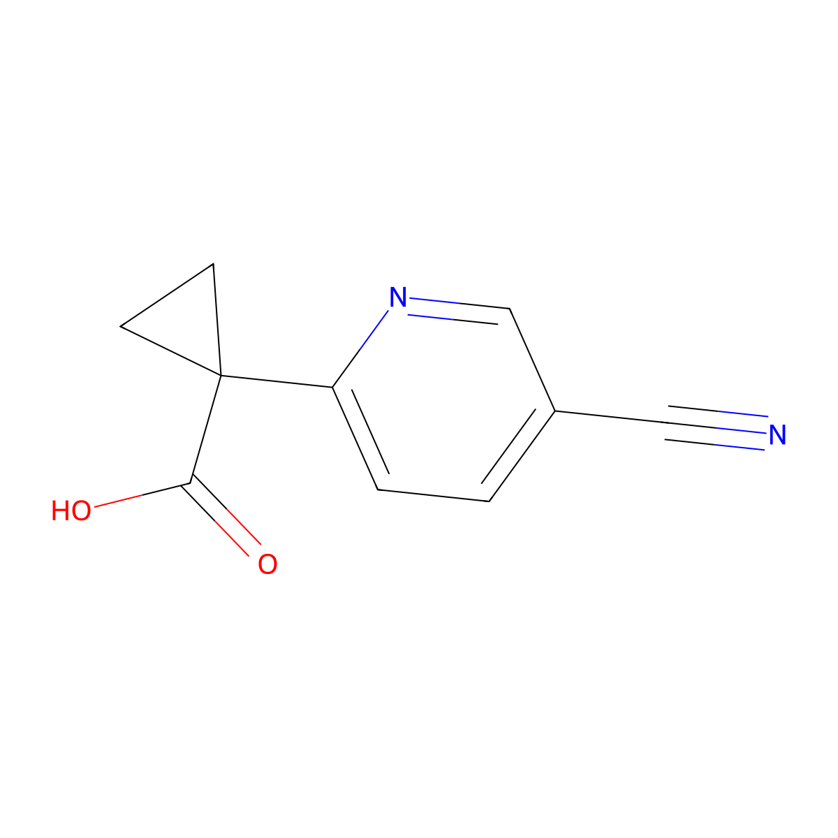 1-(5-Cyanopyridin-2-YL)cyclopropane-1-carboxylic acid molecular structure, CAS 2135331-49-4