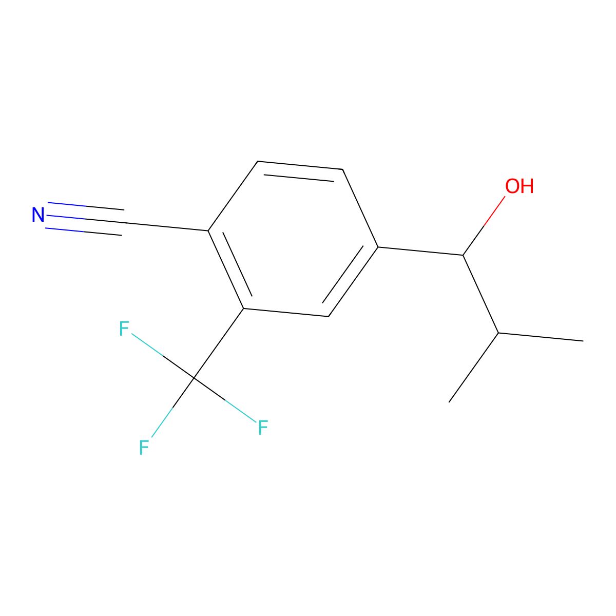4-(1-Hydroxy-2-methylpropyl)-2-(trifluoromethyl)benzonitrile molecular structure, CAS 2135331-51-8